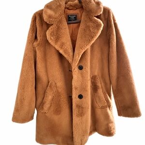 Abercrombie & Fitch Fur Coat in Tan